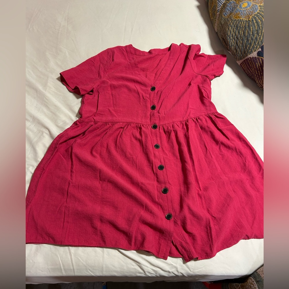 Pink Button-Up baby doll Dress